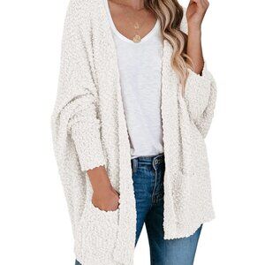 Chunky Popcorn Cardigan Oversized Batwing Long Sleeve Fuzzy Knit Sweater